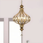 Gold Globe Caged Crystal Accent Hallway Pendant Light