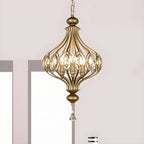 Gold Globe Caged Crystal Accent Hallway Pendant Light