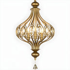 Gold Globe Caged Crystal Accent Hallway Pendant Light