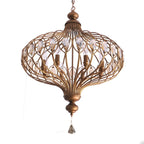 Gold Globe Caged Crystal Accent Hallway Pendant Light