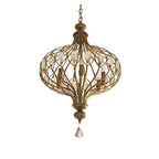 Gold Globe Caged Crystal Accent Hallway Pendant Light