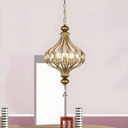 Gold Globe Caged Crystal Accent Hallway Pendant Light