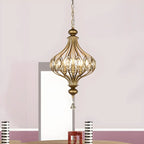 Gold Globe Caged Crystal Accent Hallway Pendant Light