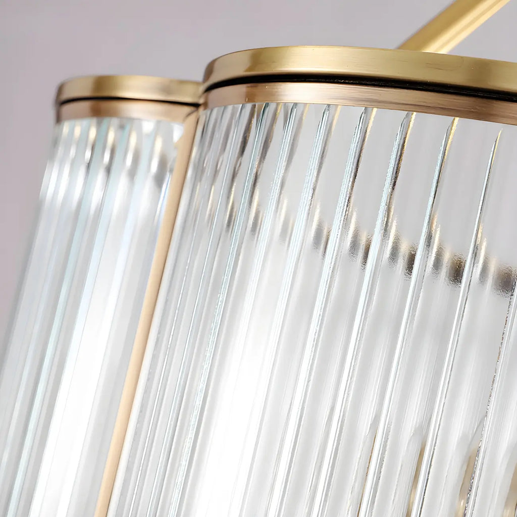 Coppery Ribbed Glass Floral Drum Flush Mount Ceiling Light