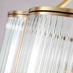 Coppery Ribbed Glass Floral Drum Flush Mount Ceiling Light