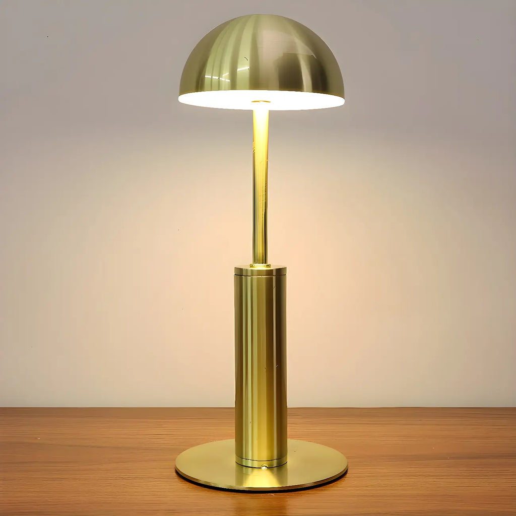 Elegant Gold Metal LED Dome Shade Cordless Table Lamp