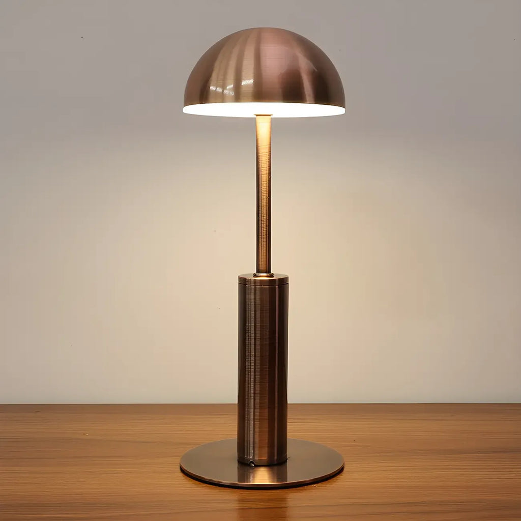 Elegant Gold Metal LED Dome Shade Cordless Table Lamp