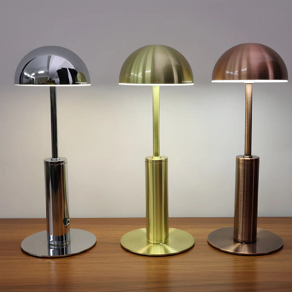 Elegant Gold Metal LED Dome Shade Cordless Table Lamp