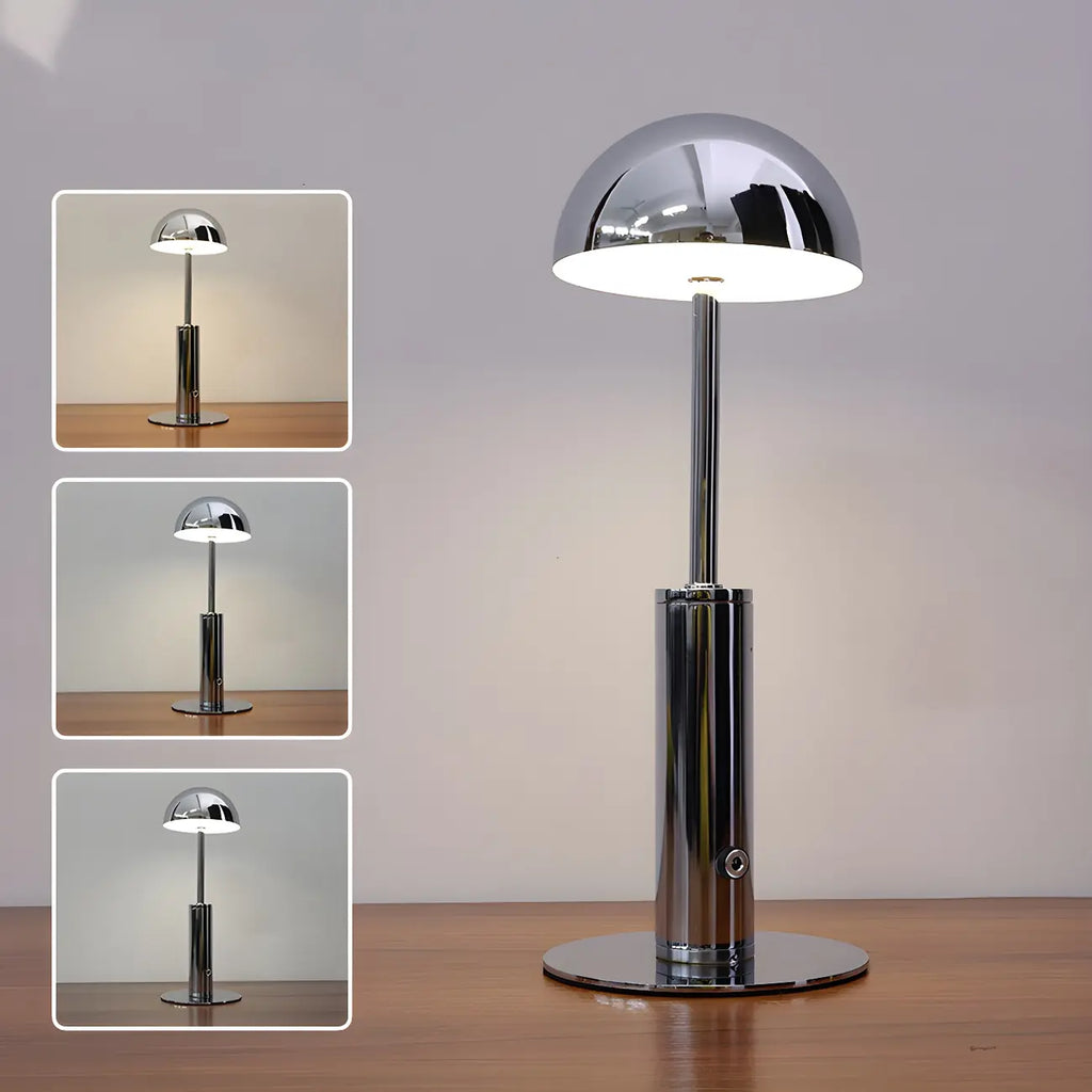 Elegant Gold Metal LED Dome Shade Cordless Table Lamp