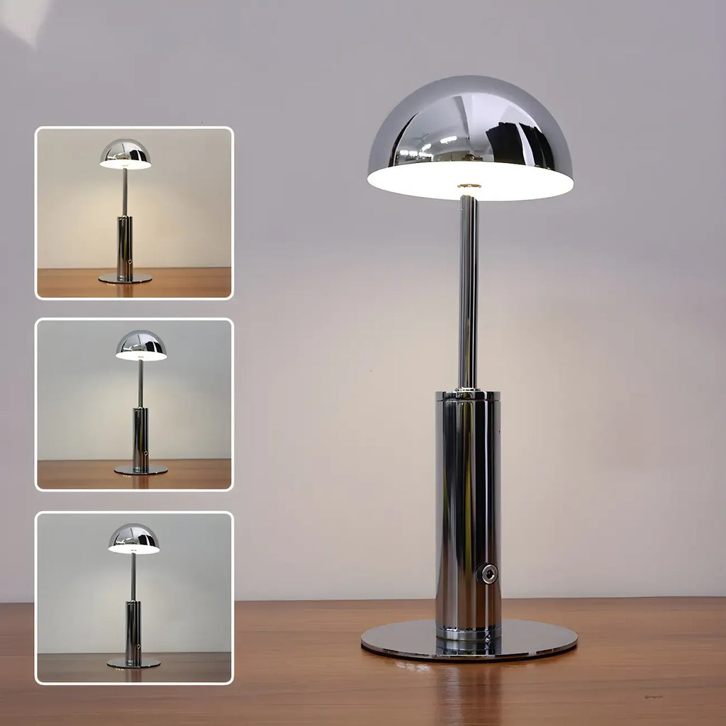 Elegant Gold Metal LED Dome Shade Cordless Table Lamp
