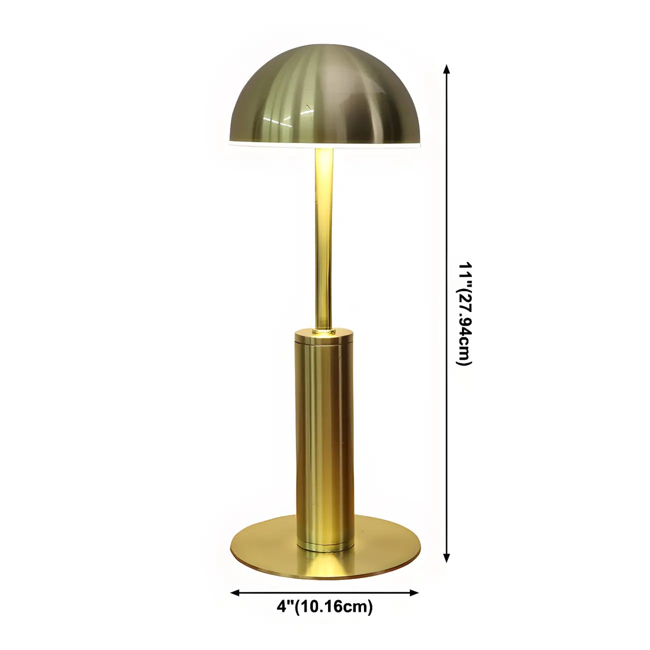 Elegant Gold Metal LED Dome Shade Cordless Table Lamp