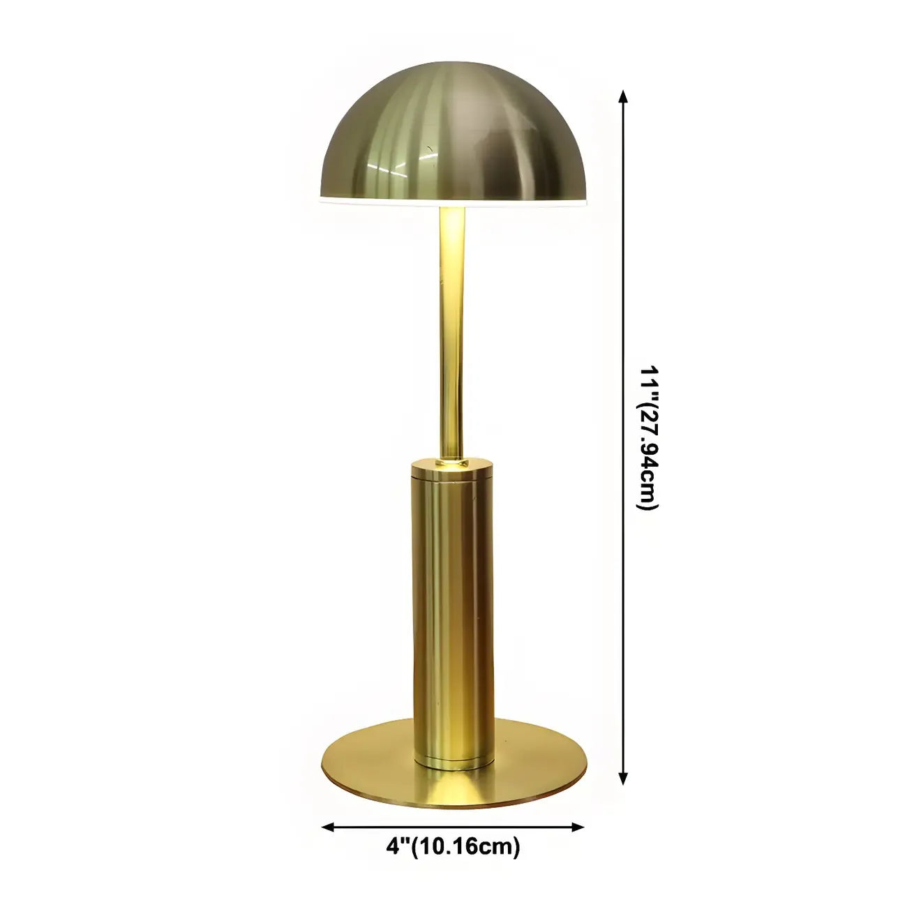 Elegant Gold Metal LED Dome Shade Cordless Table Lamp