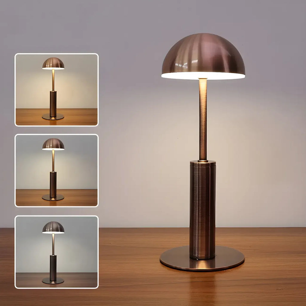 Elegant Gold Metal LED Dome Shade Cordless Table Lamp