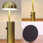 Elegant Gold Metal LED Dome Shade Cordless Table Lamp