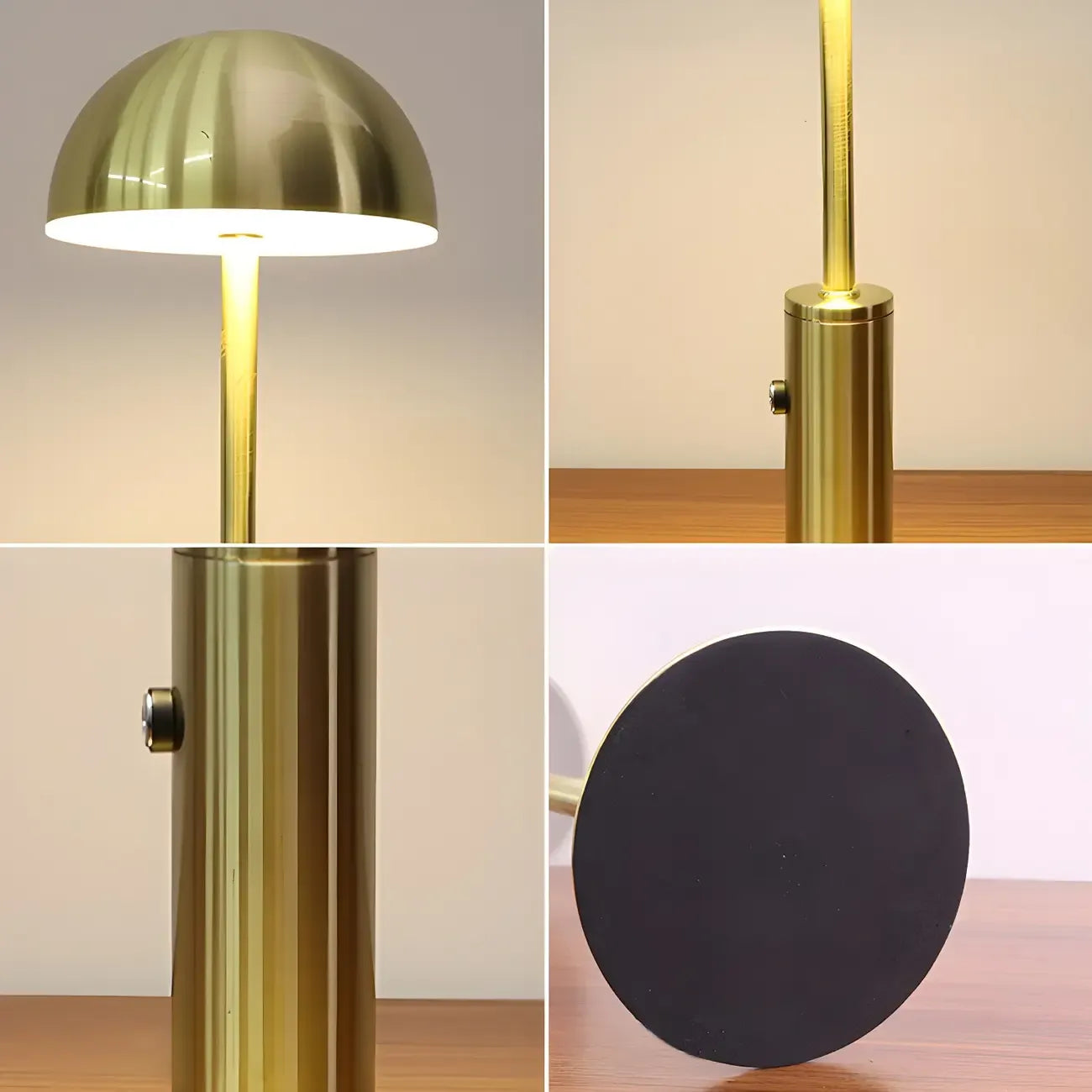 Elegant Gold Metal LED Dome Shade Cordless Table Lamp