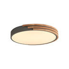 Modern Wood Round Flush Mount White LED Ceiling Light