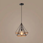 Industrial Rattan Black Metal Hemp Rope Pendant Light
