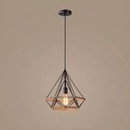 Industrial Rattan Black Metal Hemp Rope Pendant Light