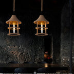 Industrial Rattan Black Metal Hemp Rope Pendant Light