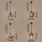 Industrial Rattan Black Metal Hemp Rope Pendant Light