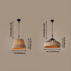 Industrial Rattan Black Metal Hemp Rope Pendant Light