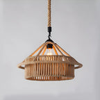 Industrial Rattan Black Metal Hemp Rope Pendant Light