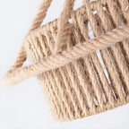 Industrial Rattan Black Metal Hemp Rope Pendant Light