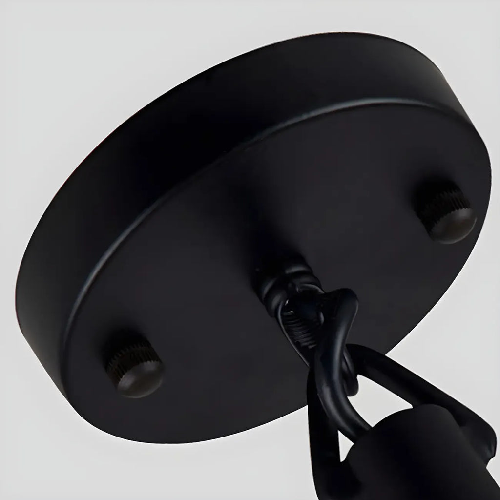 Industrial Rattan Black Metal Hemp Rope Pendant Light