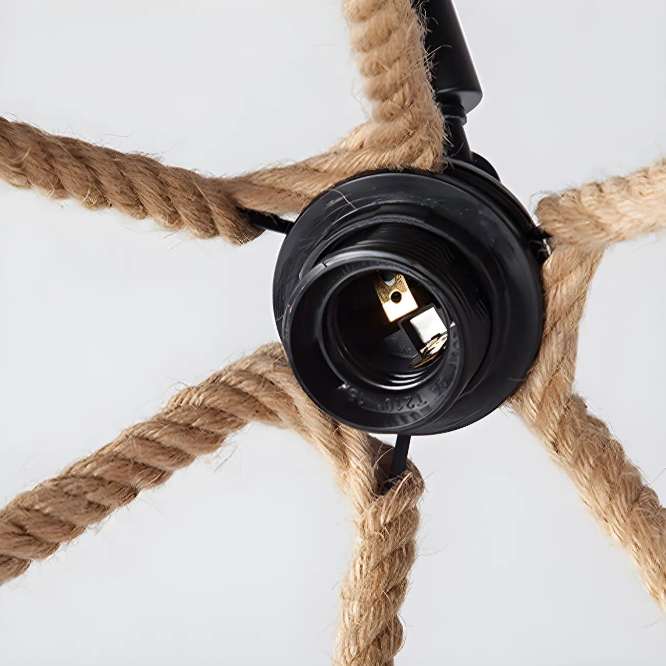 Industrial Rattan Black Metal Hemp Rope Pendant Light