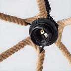 Industrial Rattan Black Metal Hemp Rope Pendant Light