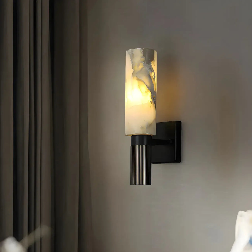 Modern Stone White Cylinder Wall Sconce LED for Bedroom