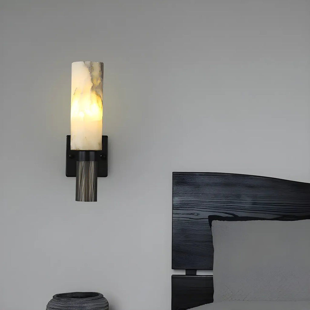 Modern Stone White Cylinder Wall Sconce LED for Bedroom