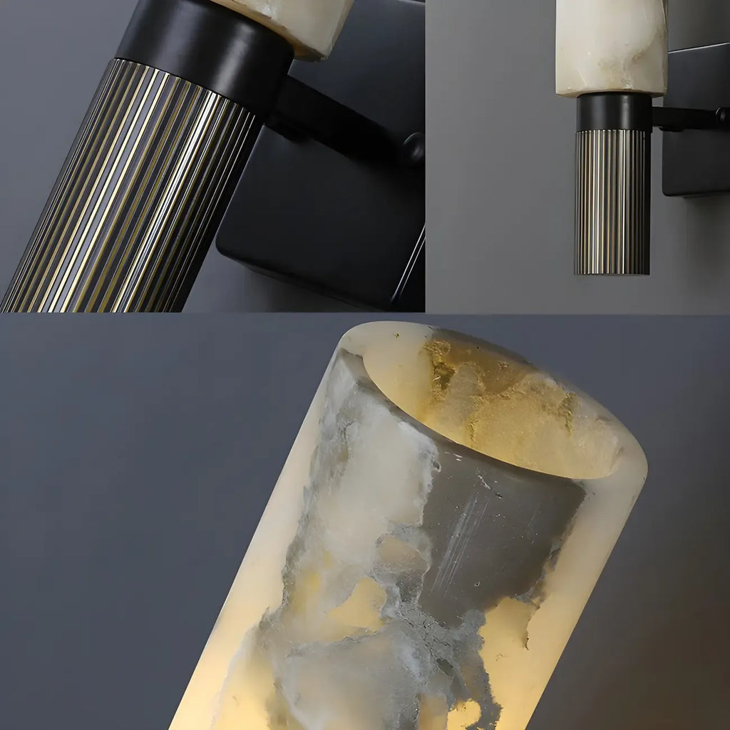 Modern Stone White Cylinder Wall Sconce LED for Bedroom