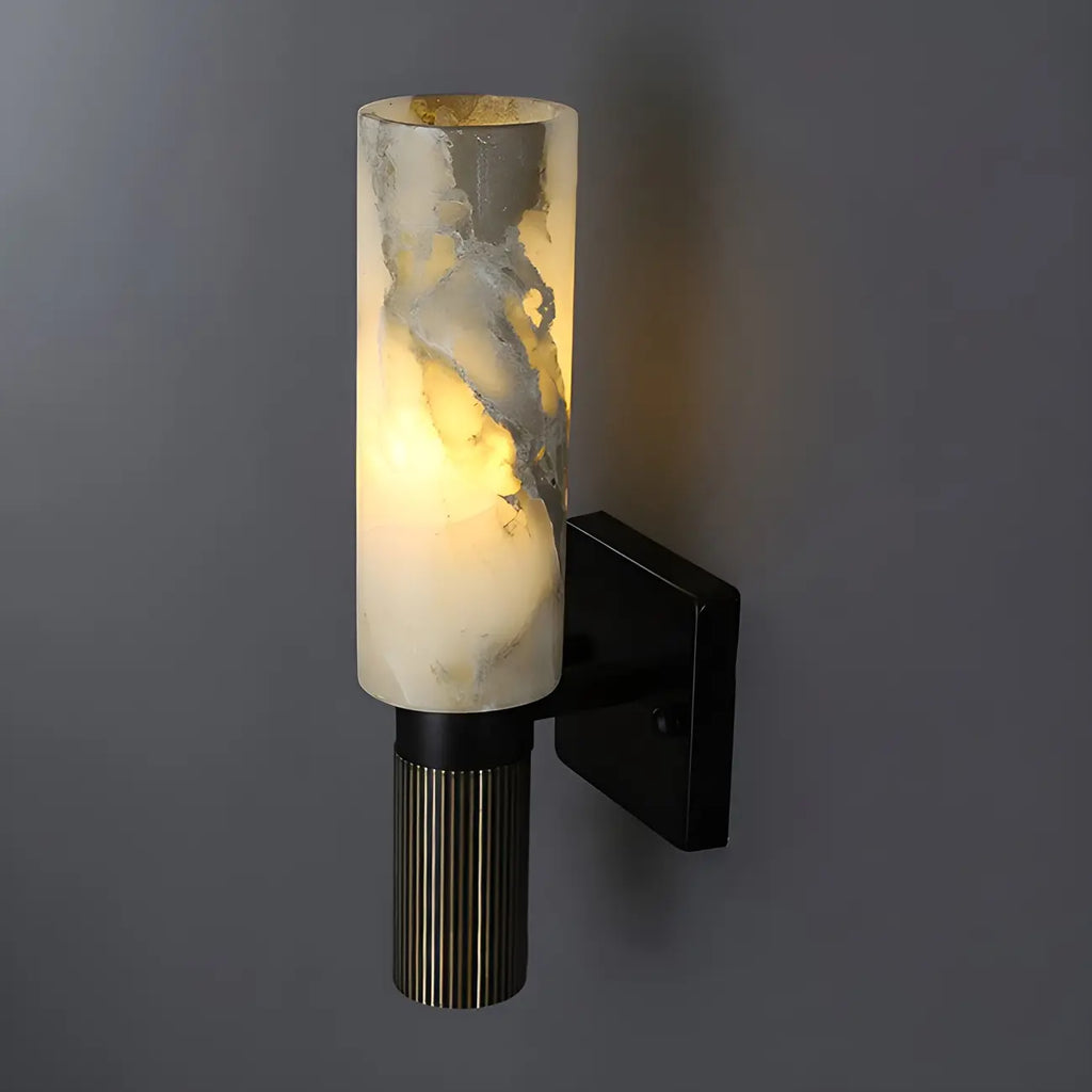 Modern Stone White Cylinder Wall Sconce LED for Bedroom