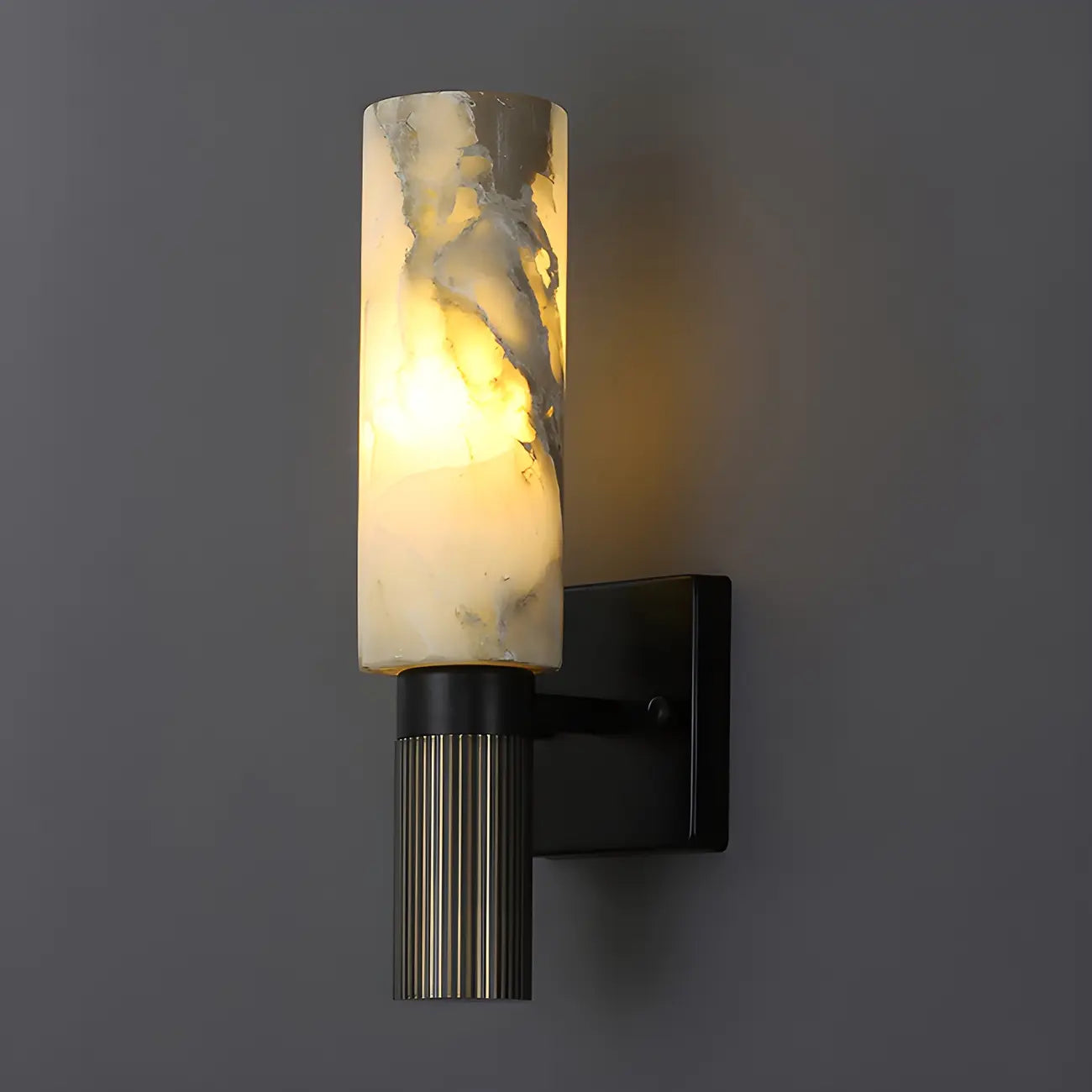 Modern Stone White Cylinder Wall Sconce LED for Bedroom