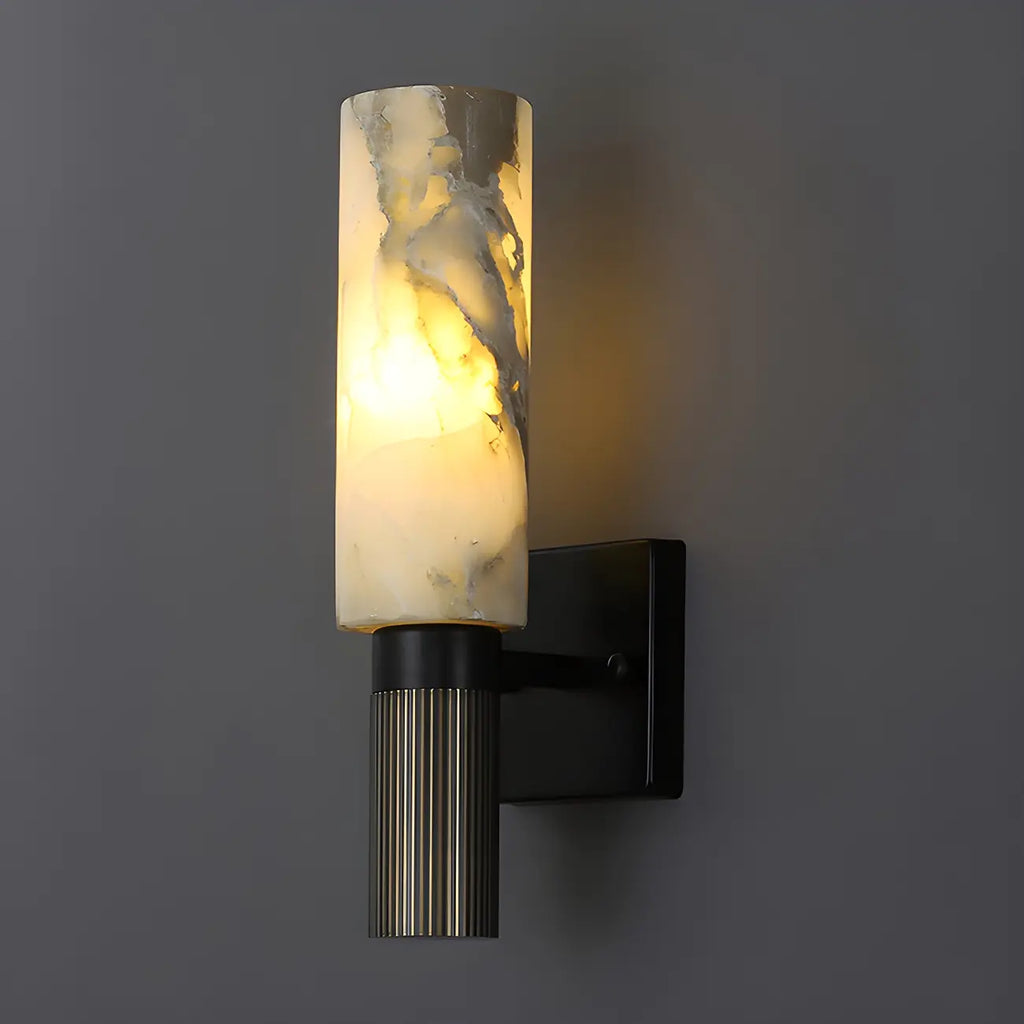 Modern Stone White Cylinder Wall Sconce LED for Bedroom
