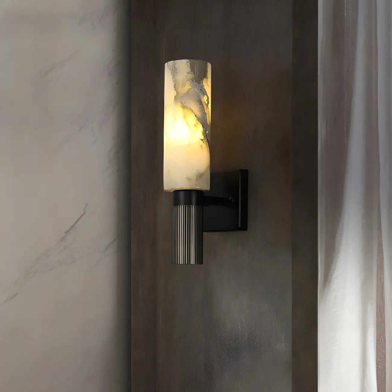 Modern Stone White Cylinder Wall Sconce LED for Bedroom
