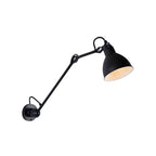 White Inner Shade Black Metal Swing Arm Wall Light