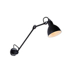 White Inner Shade Black Metal Swing Arm Wall Light
