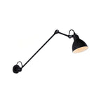 White Inner Shade Black Metal Swing Arm Wall Light
