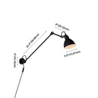 White Inner Shade Black Metal Swing Arm Wall Light