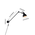White Inner Shade Black Metal Swing Arm Wall Light