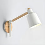 Modern Wood Metal Swing Arm Wall Light
