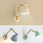 Modern Wood Metal Swing Arm Wall Light