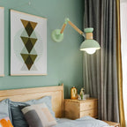 Modern Wood Metal Swing Arm Wall Light