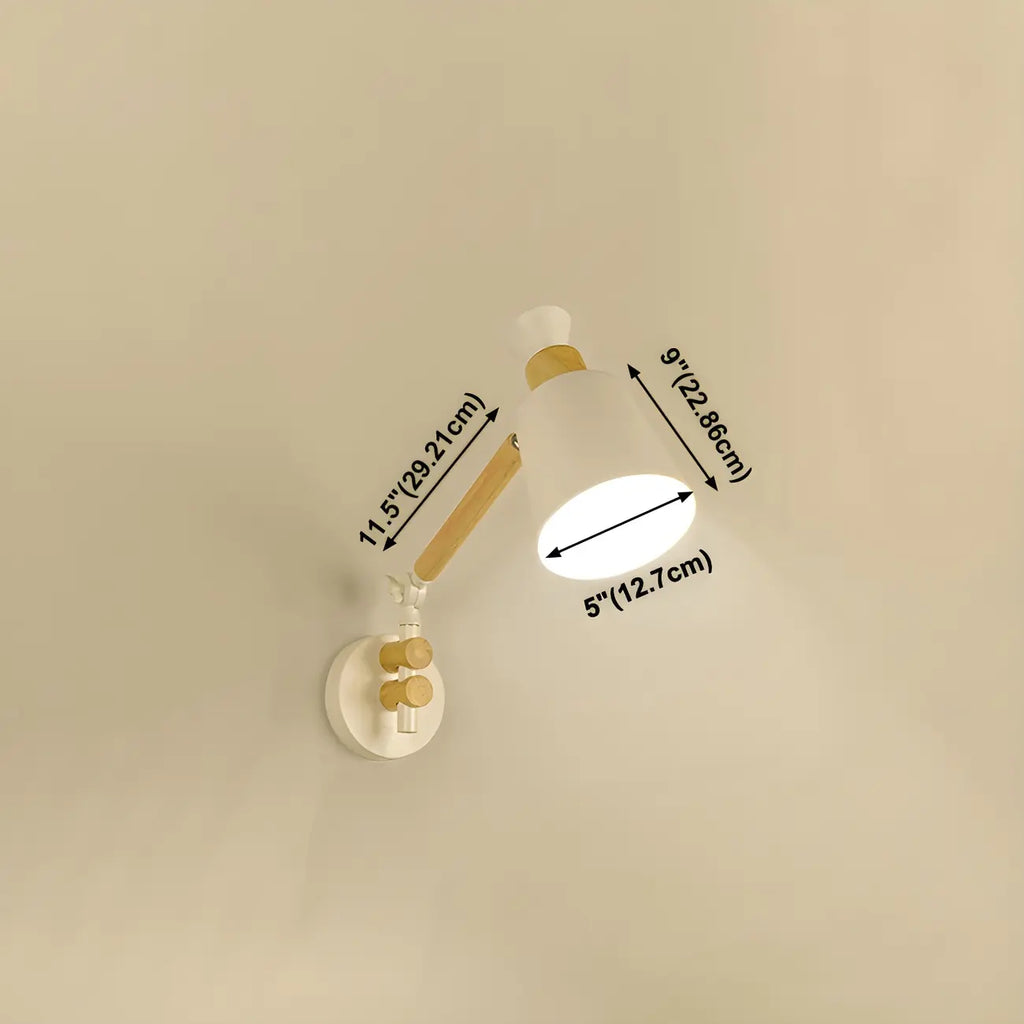 Modern Wood Metal Swing Arm Wall Light
