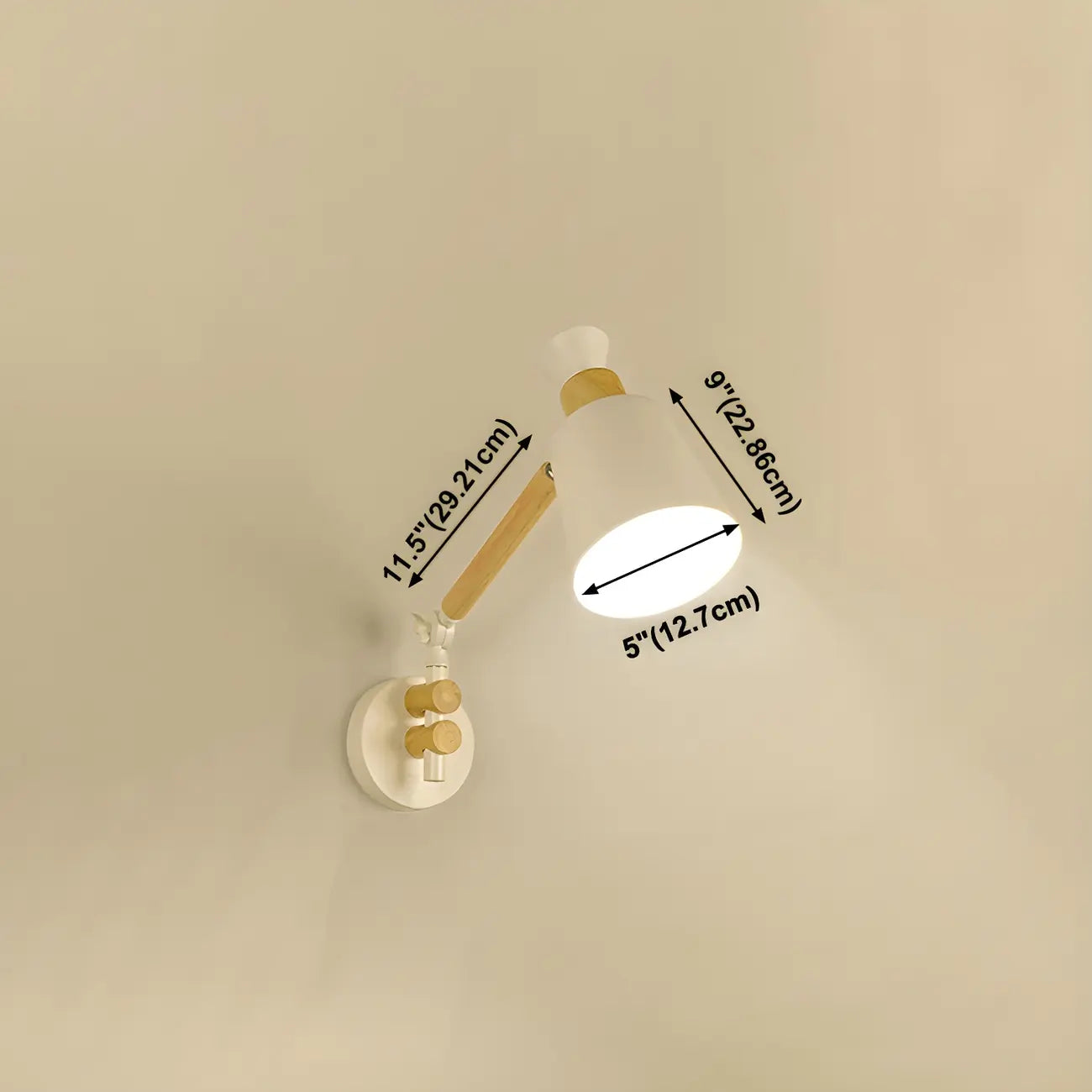Modern Wood Metal Swing Arm Wall Light