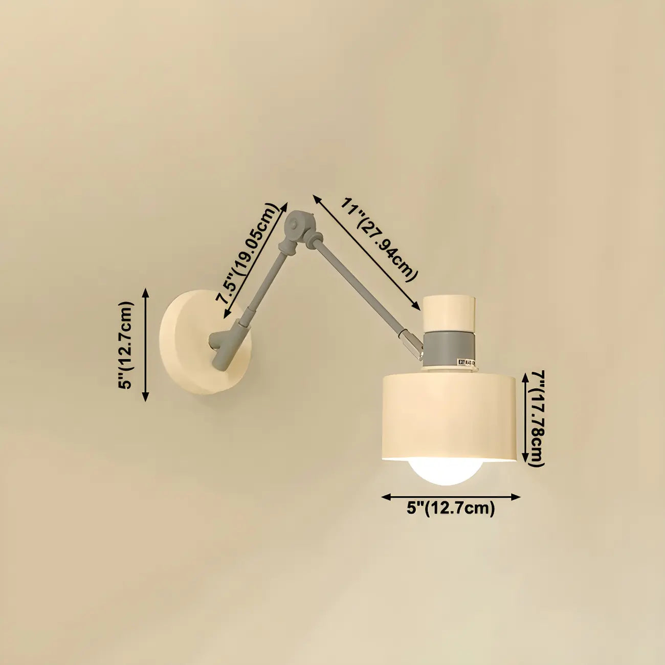 Modern Wood Metal Swing Arm Wall Light