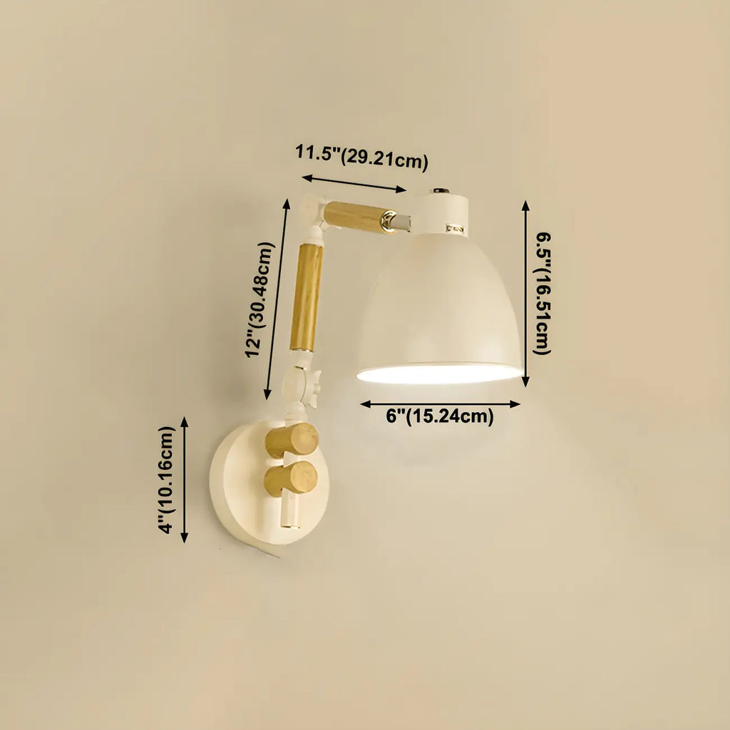 Modern Wood Metal Swing Arm Wall Light