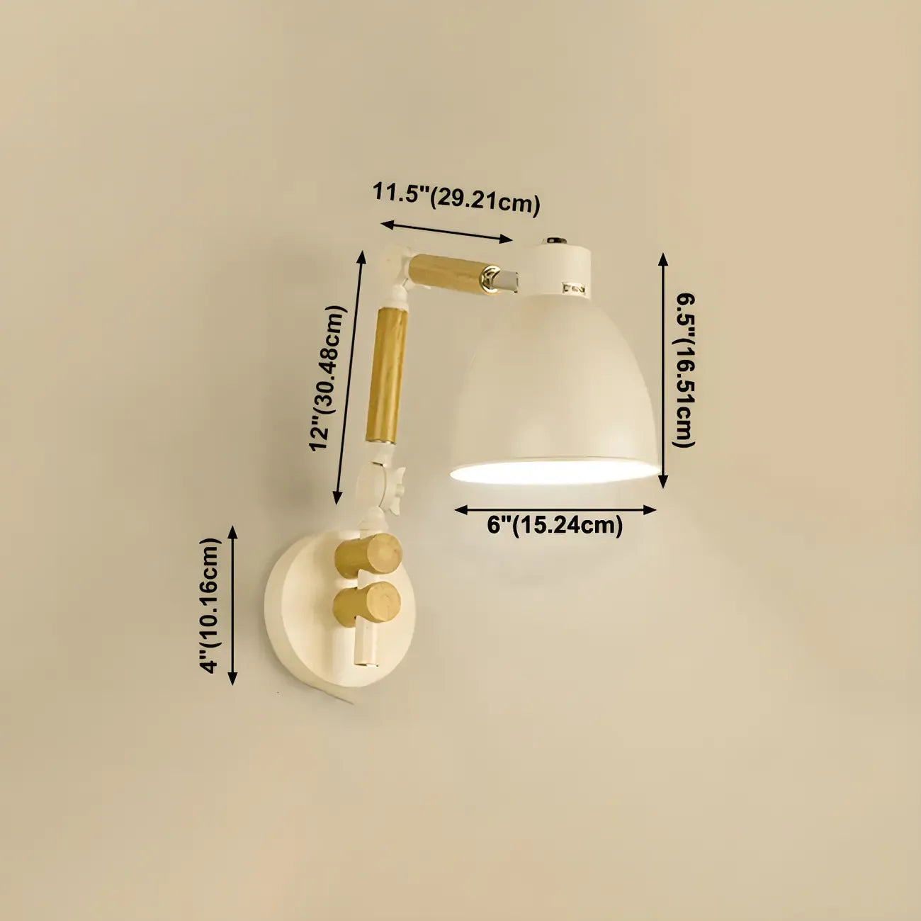 Modern Wood Metal Swing Arm Wall Light